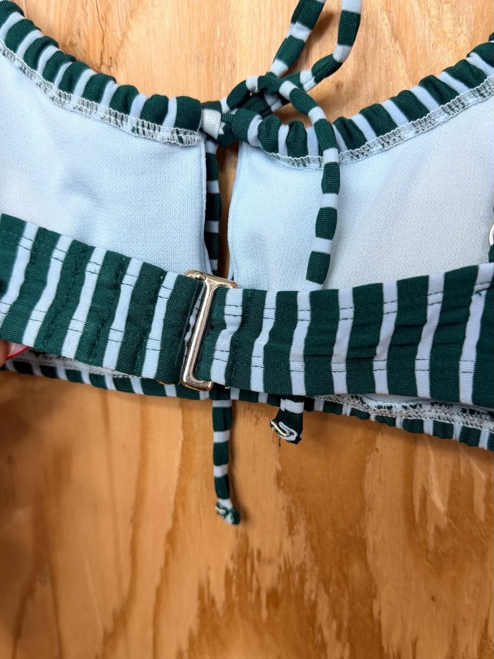 Adore Me Green & White Striped Seersucker Bralette Bikini Top Size M